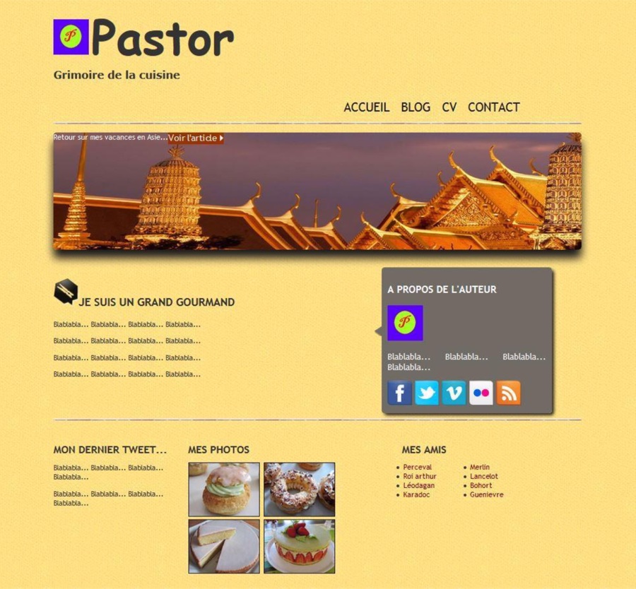 Rendu final du site Pastor