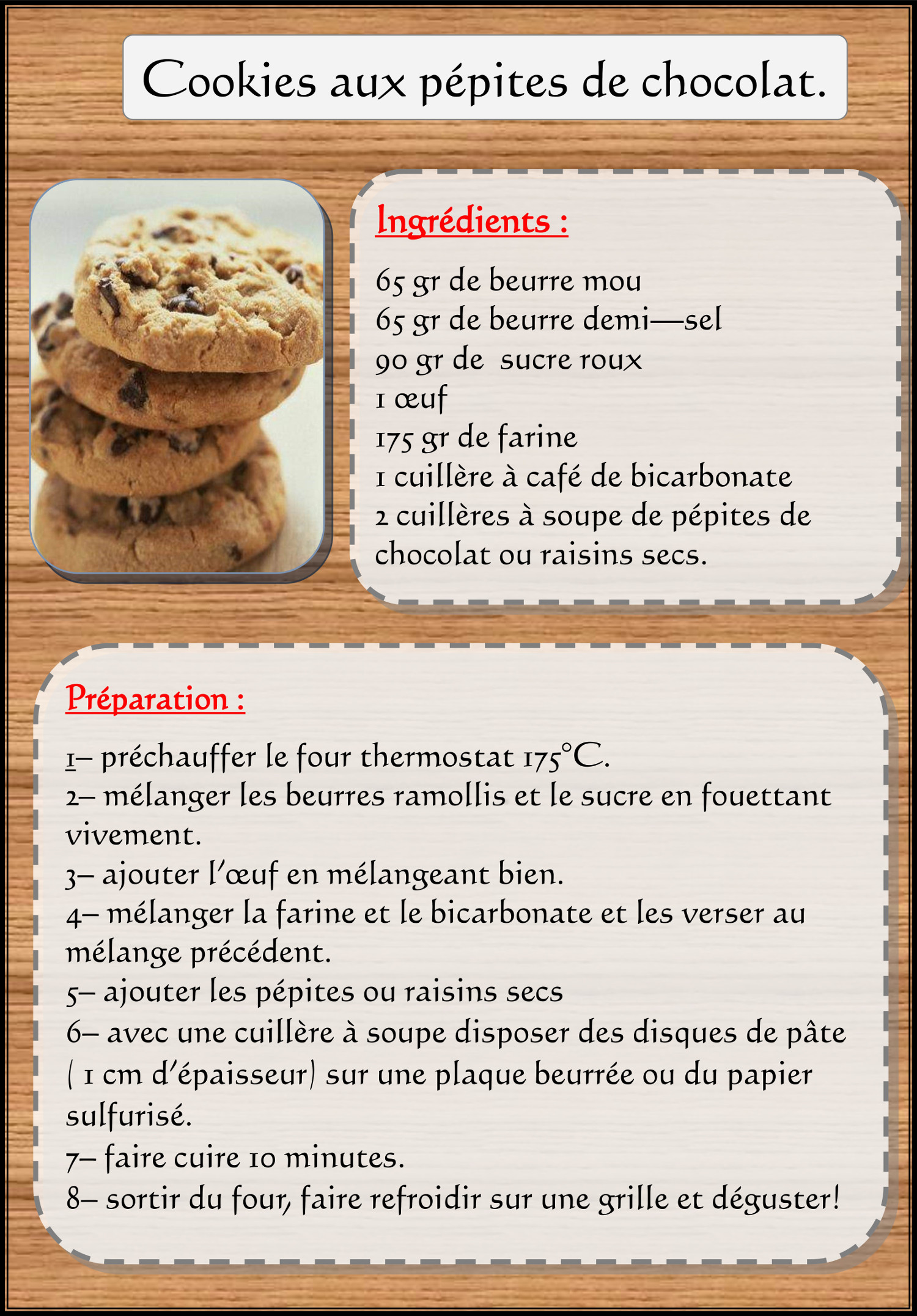 Recette de cookie aux pépites de chocolat
