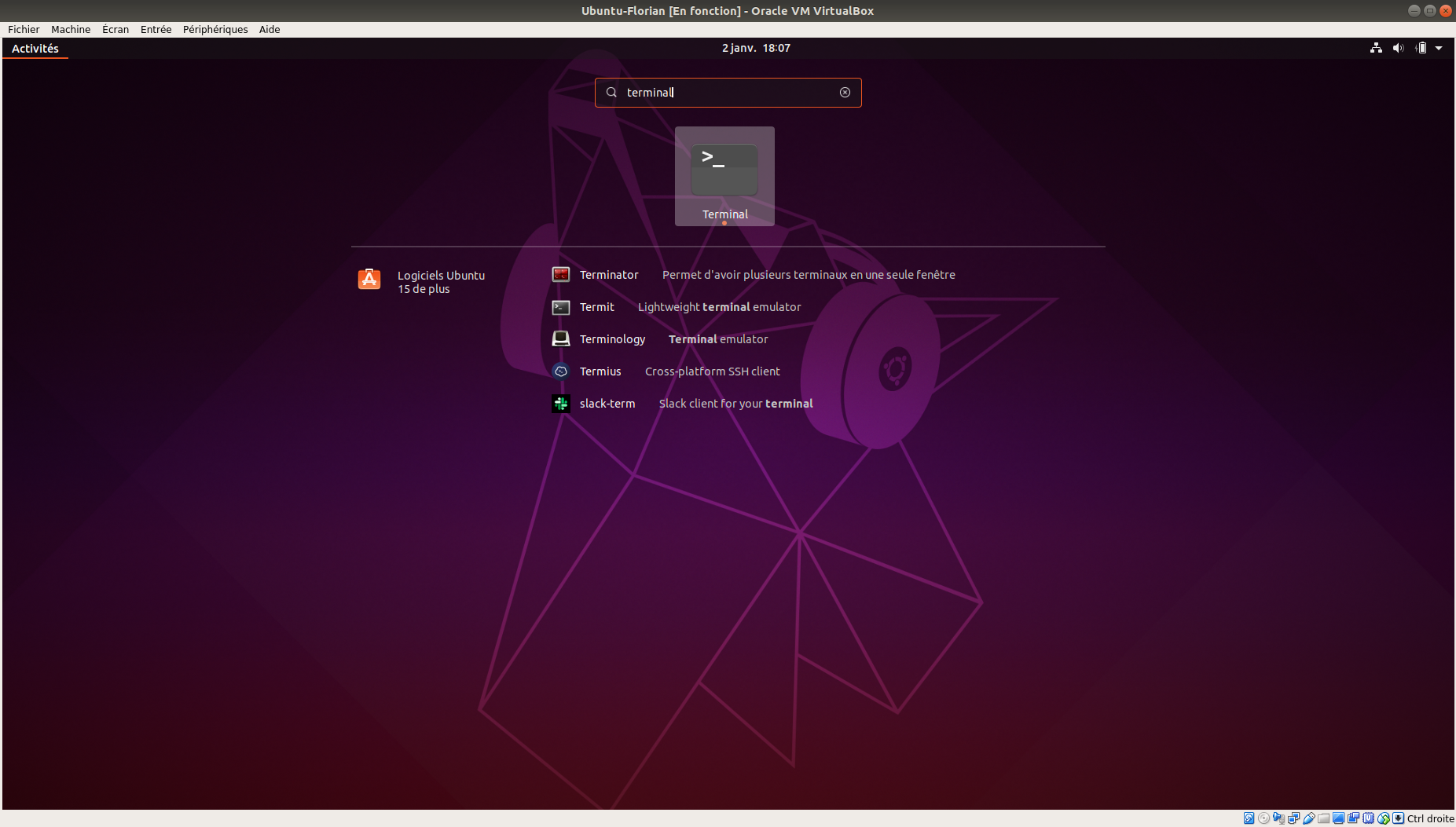 Terminal via applications